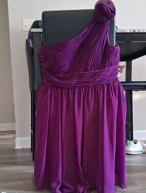 JS Collections One-Shoulder Plum Rosette Pleated Dress